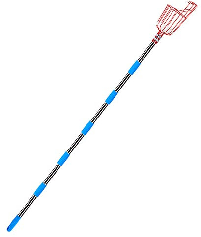 Bseical Obstpflücker mit Teleskopstiel, Apfelpflücker Korb Teleskopstange 1.6/2.4/3.6m, Kirschpflücker Erntehelfer Obst Pflücker, Obstfänger Greifer Äpfeln Beeren Garten Obsternter Metall (2.4m)