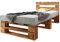 sunnypillow Palettenbett M2 aus Holz 100 x 200 cm mit Kopfteil und Lattenrost Stabiles Holzbett Seniorenbett Kinderbett erhöhtes Einzelbett Bettgestell Futonbett Komforthöhe Geflammt
