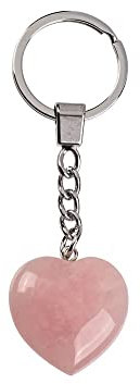 OOTB Porte-clés cœur rose en quartz rose 4 cm Cadeau partenaire Amour Pendentif