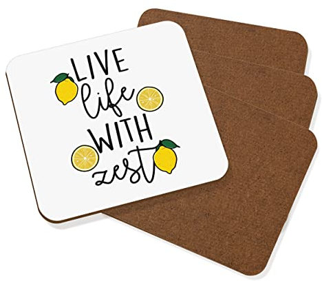 Live Life Con Zest Limone Sottobicchiere Bevande Tappetino Set Di 4