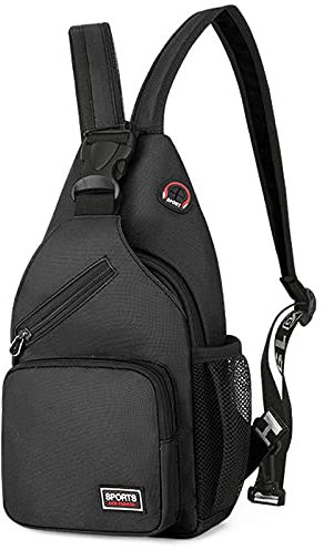 Peicees Convertible Sling Bag for Men Women Waterproof Sling Backpack Crossbody Shoulder Bag For Travel Hiking Cycling, Schwarz, Medium, Sling Rucksäcke