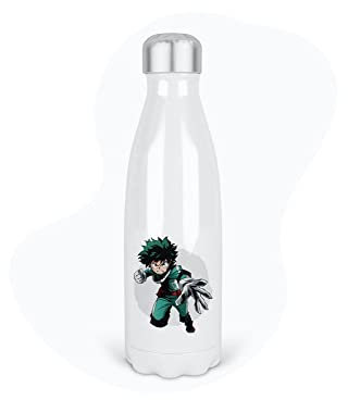 Bouteille Gourde Isotherme Acier INOX - Blanc - 350 ML - Enfant - imprimé Illustration Manga Anime - France (N°15)