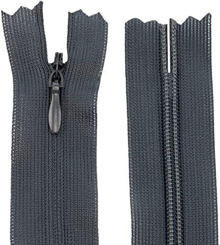 AERZETIX - C61856 - Satz mit 10 Reißverschlüssen unsichtbar 60cm Nicht trennbar - reißverschluß mit Gestell - Farbe grau düster - Lederwaren Jeans Hosen Kleid Rock Schieber kleidungsstück nähen