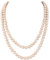 Ratnavali Jewels Perlenkette 2 zweizeilige 8 mm weiße runde Perle lange Halskette Set mit Verschluss hinten für Frauen/Mädchen, Perle, Perle