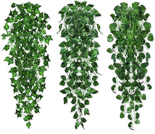 3 Pezzi Piante Finte Cadenti Edera Finta Decorazioni Artificiali Finta Piante 100cm Edera Rampicante Artificiale per Interno Esterno Balconi Parete Porta