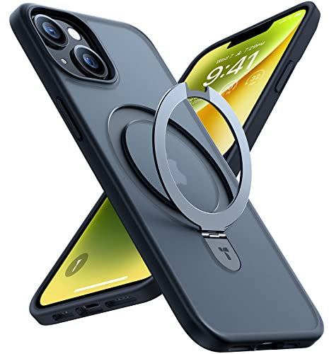 TORRAS Invisible Magnetic Stand for iPhone 14/13 Case, [Compatible with MagSafe][12FT Military Drop Protection] Shockproof Slim Translucent for iPhone 14/13 6.1'', Black