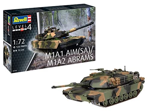 Revell Modellbausatz Militär I M1A2 Abrams I Maßstab 1:72 I Level 4 Bausatz I Teileanzahl 126 I ab 12+ Jahren I für Kinder und Erwachsene I Spritzgusskette mit Einzelgliedern und Teilabschnitten