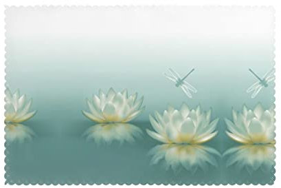 Libelle mit Seerose öldicht und wärmeisolierend Speiseteller Unterlage (6-teiliges Set) Tischunterlage Waschbar Geschirrmatte
