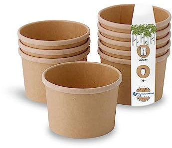 BIOZOYG Gobelets en papier compostables à emporter, 25x200ml, brun, style Rustique, en carton kraft biodégradable et recyclable
