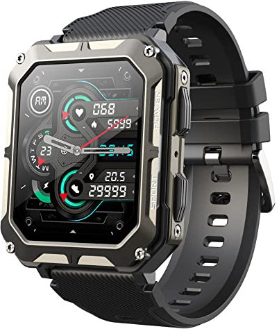 Military Smart Watch for Men Answer/Make Calls Heart Rate Monitor Sleep Tracker 1.83 Touch Screen Mens Smartwatch for Android iOS Phones Tactical Pedometer Fitness Watch