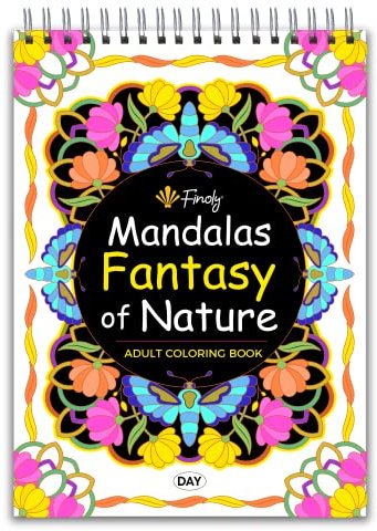 Finoly Mandala Malbuch für Erwachsene mit 30 Illustrationen Fantasy Nature | Ausmalbuch für Erwachsene Reduzieren Stress | Mandala Buch für Erwachsene A4 | Premium Papier | Spiralbindung (Tag)