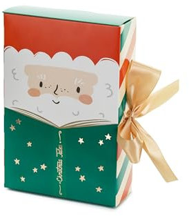 PartyDeco Geschenkbox Weihnachtsmann 6x15x22,5cm - Geschenkschachtel für Geschenke - Geschenkverpackung Weihnachten Nikolaus - Verpackung Grün Rot Weiß Gold