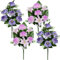 SIFOEL Künstliche Friedhofsblumen, 4 Stück, künstliche Grabschmuck, violette Blumen für Friedhof, Friedhof, Dekoration, Vase ist nicht im Lieferumfang enthalten