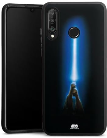 Premium Silikon Hülle kompatibel mit Huawei P30 Lite Premium Handyhülle schwarz Case Lichtschwert Star Wars Fanartikel