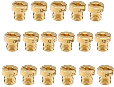 17 Stück Vergaser Düsen M6 Vergaserdüsen Hauptdüsenset Satz Vergaser Düse（55-135）55，60，65，70，75，80，85，90，95，100，105，110， 115，120，125，130，135 Gasdüsen für Gasgrill Roller Motorrad Schaltmoped