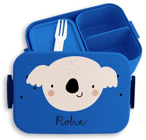 Shirtracer Mepal Lunchbox Kinder personalisiert Boho Koala mit Name | Blau, 900 ml, Brotdose, Schule, spülmaschinenfest, Midi, Vesperbox, Kindergarten, Einschulung, Brotzeitbox, Snackbox