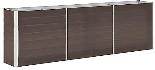 KOIECETA Hochbeet Pflanzkübel Blumenkasten Garten Pflanzkasten Terrassen Gemüsebeet Gartenbeet Pflanzbeet Verzinkter Stahl 240×40×77 cm Braun