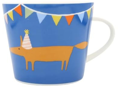 Keith Brymer Jones Collaboration Range - Scion Living 10th Ann. Ceramic Mug - Mr Fox Party Hat - Denim - 350ml