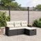SECOLI Balkon Lounge Balkonmöbel Keiner Sofa Outdoor Gartensofa 3-Sitzer Gartenmöbel-Set Ecksofa Garten Balkonlounge Rattan Polyrattan Lounge Gartenlounge Terrassenmöbel Schwarz 4-tlg-Type-32