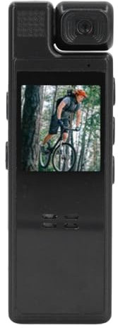 VBESTLIFE Körper-WLAN-Kamera, Körperkamera-Videorecorder-Kamera mit 180° Drehbarem Objektiv, Tragbare Tragbare Bodycam, Camcorder für Sicherheit, Radfahren, Lieferung (Black)