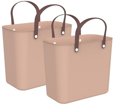 Rotho Albula 2er-Set Einkaufskorb, Kunststoff (PP recycelt), 2 x 25l, (40 x 23,5 x 34 cm), 2