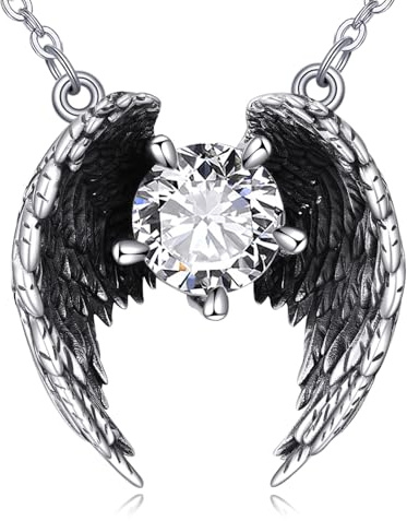 POPLYKE Engel Flügel Halskette 925 Sterling Silber Engel Flügel Anhänger Kette Schmuck Geschenke für Frauen Männer