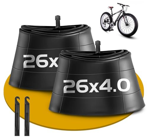 Juego de 2 cámaras de aire de 26 pulgadas AV32 mm válvula Schrader, 26 x 4.0 mangueras de bicicleta antirevación compatible con 26 pulgadas EBike/Bicicleta Eléctrica/MTB