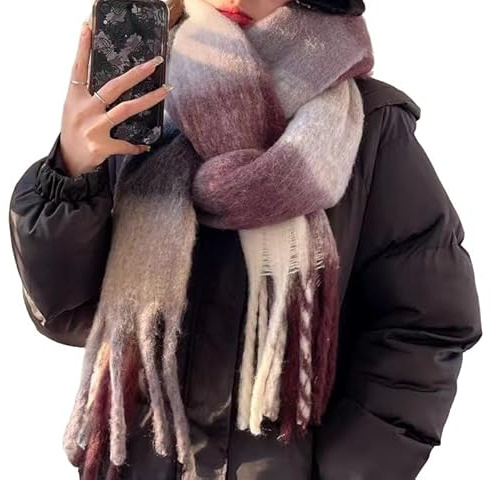 YsRoad Schal – Weich, Einfarbig mit Fransen, 230x35cm,