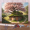 Aimaor Malen Nach Zahlen Erwachsene Rosa Baumhaus,DIY Paint by Numbers Kit mit 3-Pinseln und Acrylfarbe Leinwand Handgemalt Ölgemälde für Home Decor(Rahmenlos) - 45x60cm
