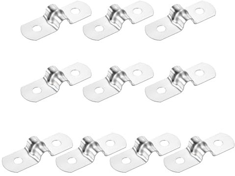 sourcing map 32Pcs Rigid Pipe Straps, 5mm(0.2) 304 Stainless Steel 2 Hole U-Shaped Bracket Tube Hanger Pipe Clamps for Fixing Pipe Cable