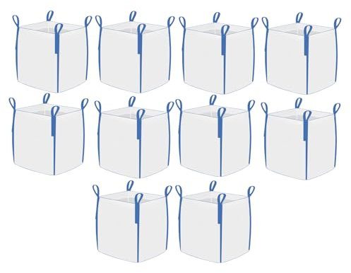Big Bag – Sac pour gravats, déchets de jardin, bois, sable – 75 x 75 x 75 cm, capacité de charge 1000 kg (10 unités), ouvert, fiable