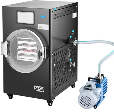 VEVOR Macchina Liofilizzazione Sottovuoto per Alimenti, Liofilizzatore Alimentare per Casa Capacità ca. 4-6 kg con Vassoi a 4 Strati con Pompa per Vuoto Timer Regolabile per Frutta, Verdura, Carne