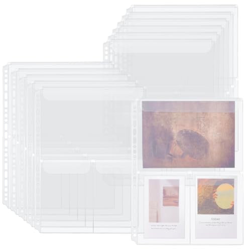 UNICRAFTALE 12 Stück 3 Fächer A4 Transparente Postkartenhüllen Klarsichthüllen Prospekthüllen Foto Seitenschutz für A4 Ringbuch Postkartenhüllen Transparente Nachfüllseiten Fotoalbum Fotosichthüllen