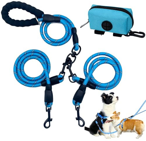 Doppelleine Für 2 Hunde, 2-In-1-HundeleinenDehnbar Und Verhedderungsfrei, Leine Für 2 Hunde, Reflektierend, Hundeleine Für 2 Doppelte Für Kleine Bis Mittelgroße Mit Aufbewahrungstasche