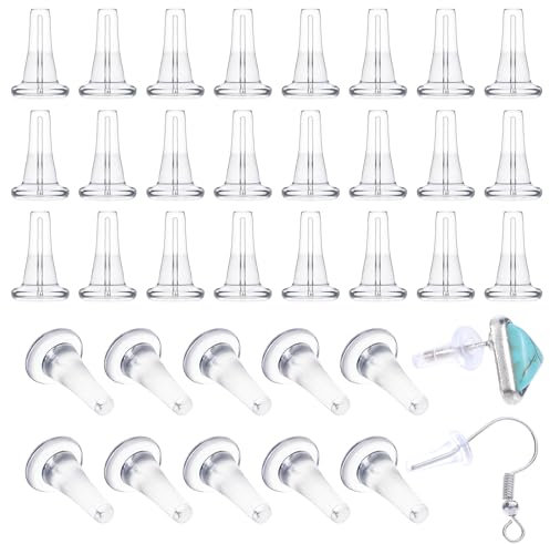 simarro Lot de 100 fermoirs de boucles d'oreilles en silicone souple transparent hypoallergénique - Pièces de rechange pour stabiliser les boucles d'oreilles et les clous d'oreilles