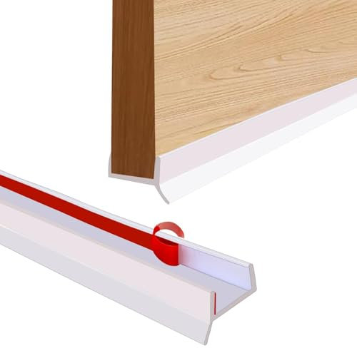 Joint d'étanchéité pour plinthe de cuisine, en caoutchouc de silicone, haute élasticité, pour plinthe de cuisine, épaisseur du bois de 15, 16 et 17 mm, très étanche à la poussière (blanc, 3 m)