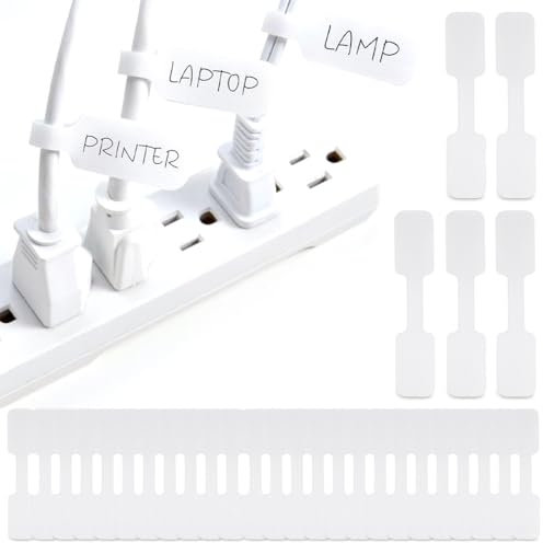 NHQZ 30 Stück Kabeletiketten Kabel Beschriftung Wiederverwendbar, Beschreibbare Kabel-Etiketten, Schreibfläche Zum Identifizierung von Kabel, Drähten, Vielseitige, kabelbeschriftung (weiß)