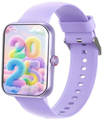 Alutoria Smartwatch Kinder, Kinder Telefonuhr Sport Fitness für Kinder, 1,83 Zoll HD-Touchscreen, Benachrichtigungen Nachrichten, Fitness-Tracker für Jungen, Mädchen und Teenager, Glänzendes violett