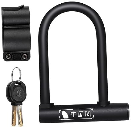 Mikinona Theft U Lock for Bike Weather Resistant Mountain Bike Lock Shackle with Mounting Bracket Key Unlock Design for Easy Use Durable and Scratch Security