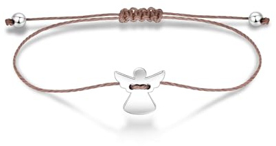 Candyfancy Schutzengel Armband Damen Braun – Verstellbares Freundschaftsarmband aus Edelstahl & Wachsschnur – Glücksarmband für Frauen & Mädchen