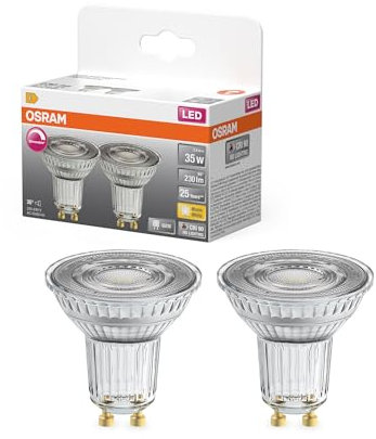 OSRAM LED-Spot Superstar PAR16 Reflektor dimmbar, 2700 K warmweiß, 2,4 W, GU10, 36°, 230 lm, klar, für Spotbeleuchtung, Akzentlicht, 15.000h
