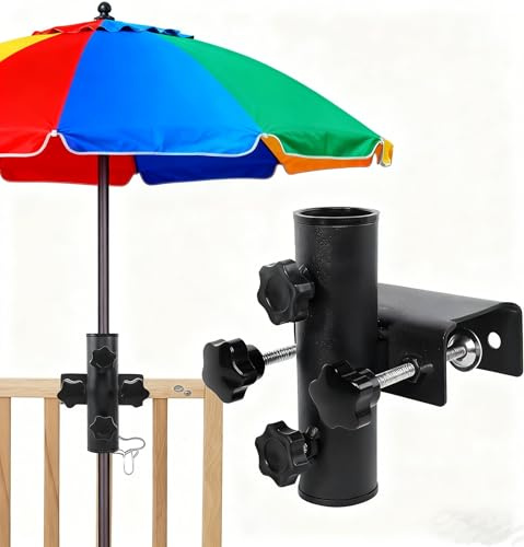 Katomi Supporto per ombrellone da balcone, con morsetto, per ringhiera da balcone, universale, per ombrellone da balcone