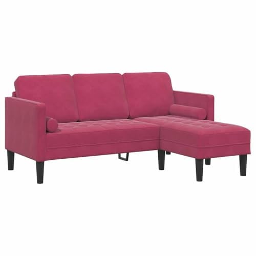Hommdiy Sofa 3 Sitzer L-Sofa,L-Couch,Modulares Sofa Set mit Kissen Weinrot 173 x 131 x 67 cm Polyester