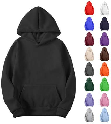 Unisex Basic Hoodie UK Women Men Oversized Plain Hooded Sweatshirt Jumper Casual Fleece Long Sleeve Pullover Fall Sweater 2025