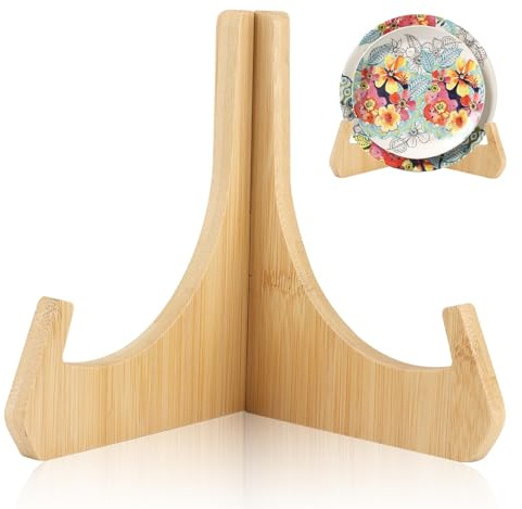 Amztour Support Cadre Photo en Bois Amovibles 15.8cm | Support Assiette Décoratif Porte Assiette Chevalets de Table pour Présentation D'assiettes DVD Livre Cadres Photo Images
