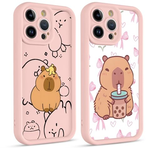 PBNDJVG 2 Pack Kawaii Case for iPhone 11 Pro 5.8, Anime Cute Pattern Dauphin Cartoon Capybara Shockproof Soft TPU Silicone Gel Drop Protection Cover for Women Girls,Motif