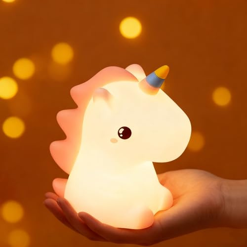 Noaya Cute Night Light - Touch Controlled Night Lamp, Adjustable Three Mode Rechargeable Night Lights, Silicone Dimmable Lamp Nightlights, USB Night Light Lamp, Cute Night Lamp, Unicorn