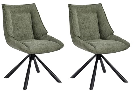 Duhome 2er Set Esszimmerstuhl Chenille Schminktischstuhl 180° Drehbar Automatische Rückstellfunktion Lounge Stuhl Modern für Wohnzimmer Schlafzimmer Büro, Grün
