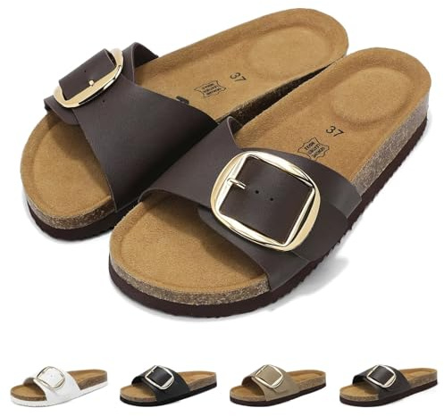 Wizshoe Sandales et Mules pour Femmes Claquettes Femme Été Marron 39EU