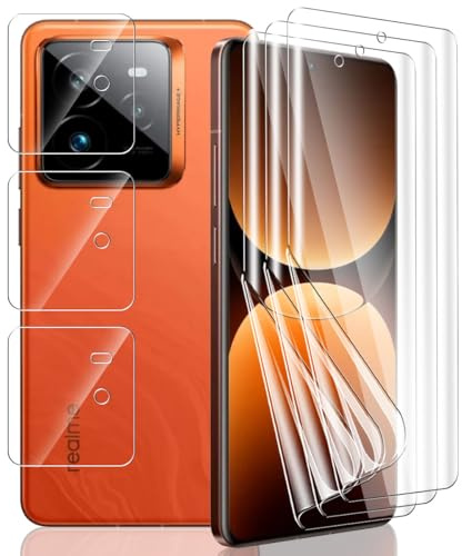 Yieehhow Protector Pantalla para Realme GT 7 Pro (6.78), [3 Piezas] Película Protectora Flexible y [3 Piezas] Protector Cámara, HD Película TPU Suave para Realme GT 7 Pro (6.78)